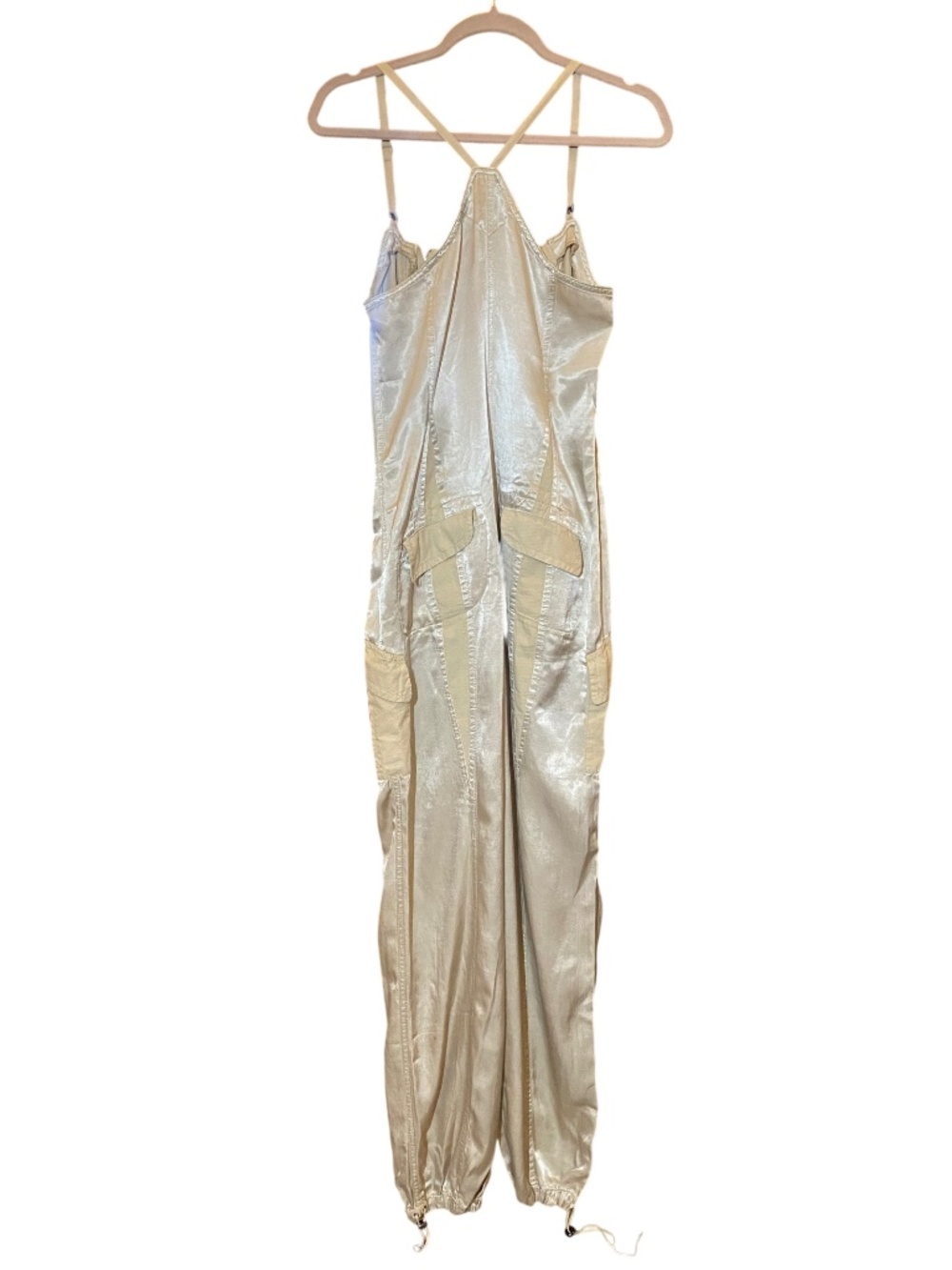 VTG Biscote Seymour Metallic Cargo Jumpsuit • Y2K Archival Cyber Gorpcore S NWOT - Picture 2 of 16